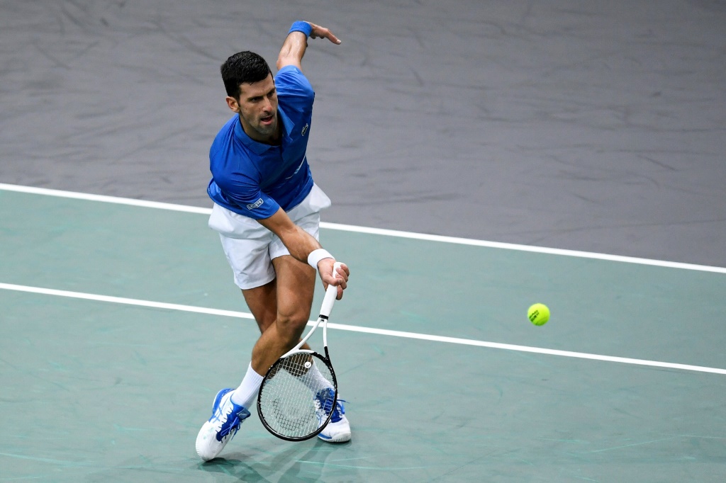 Novak Djokovic en finale du Masters 1000 de Paris-Bercy contre Holger Rune le 6 novembre 2022 à  Paris