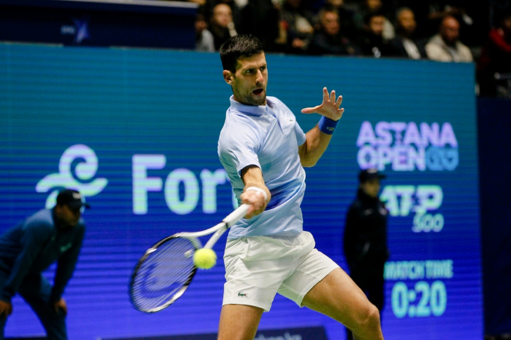 Le joueur serbe Novak Djokovic lors de la finale du tournoi d'Astana, le 9 octobre 2022