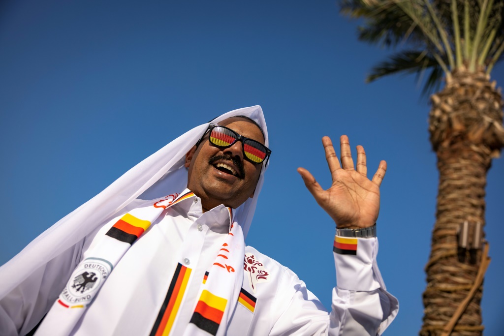 Un supporter de l'Allemagne, à Doha le 11 novembre 2022, à quelques jours du début du Mondial au Qatar