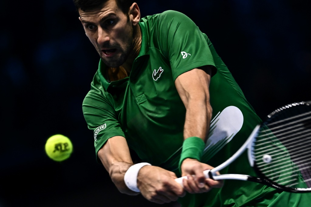 Le Serbe Novak Djokovic lors de sa demi-finale face à Taylor Fritz aux Masters le 19 novembre à Turin
