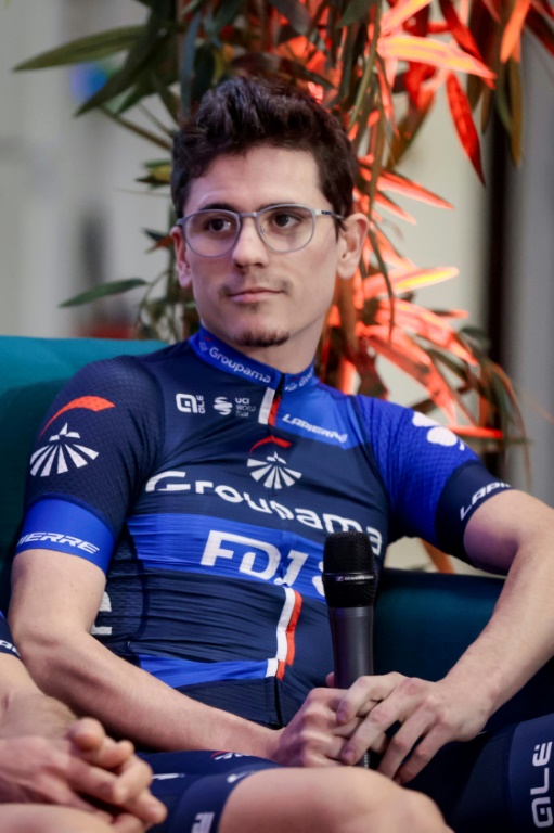Le coureur cycliste français David Gaudu lors de la présentation de l'équipe Groupama-FDJ le 9 décembre 2022 à Villepinte