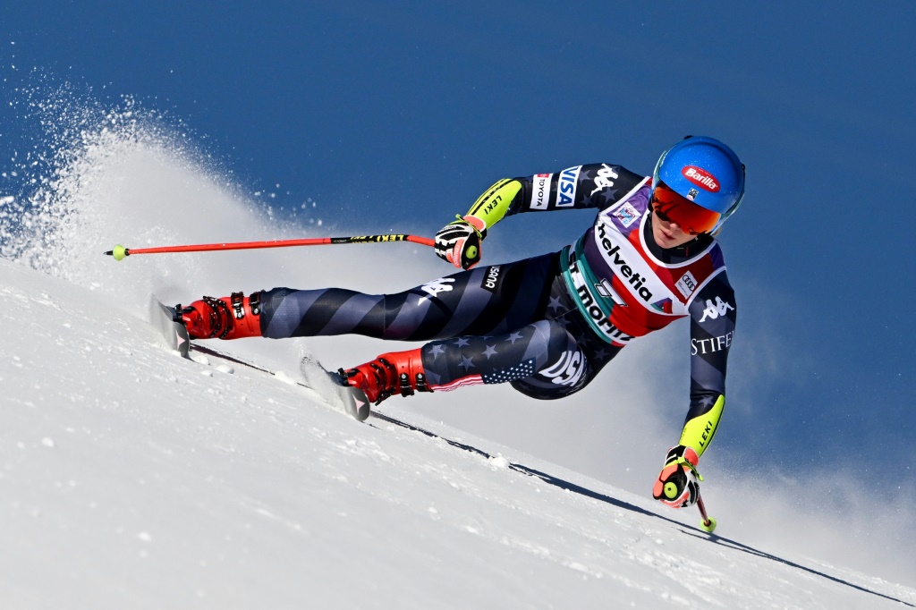 L'Américaine Mikaela Shiffrin lors du deuxième super-G de Saint-Moritz (Suisse)