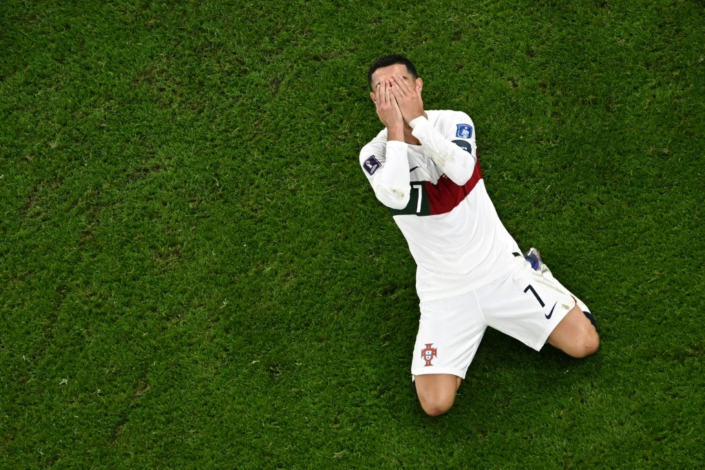 L'attaquant portugais Cristiano Ronaldo à la fin du match du Mondial perdu contre le Maroc