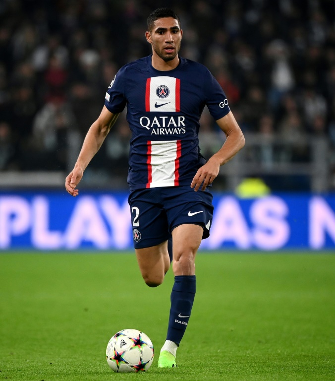 Le défenseur marocain du Paris SG Achraf Hakimi lors d'un match de Ligue des champions contre le Juventus, le 2 novembre 2022 à Turin