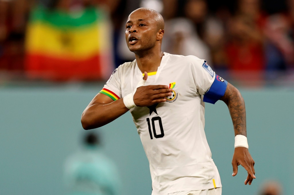 Andre Ayew avec le Ghana contre le Portugal au Mondial de foot le 24 novembre 2022 à Doha