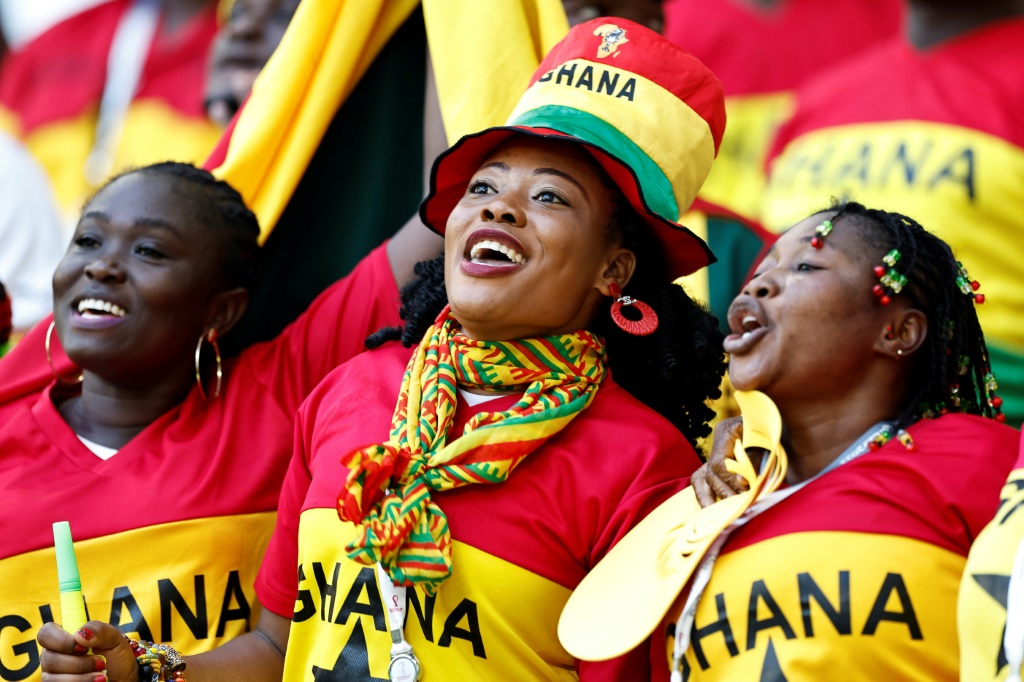 Des supporters du Ghana pendant le match du Mondial contre la Corée du Sud le 28 novembre 2022 à Doha