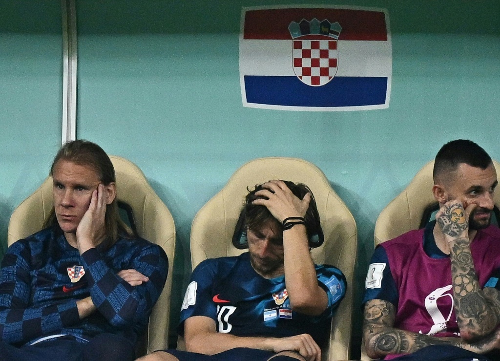 Le Croate Luka Modric, après son remplacement lors de l'élimination le 13 novembre à Doha en demi-finale du Mondial-2022 contre l'Argentine