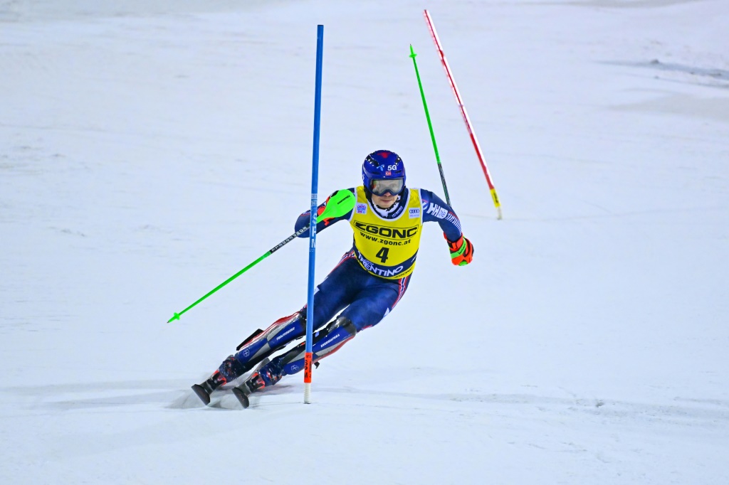 Le Norvégien Henrik Kristoffersen qui a terminé 2e du slalom de Madonna di Campiglio dans les Alpes italiennes, le 22 décembre 2022