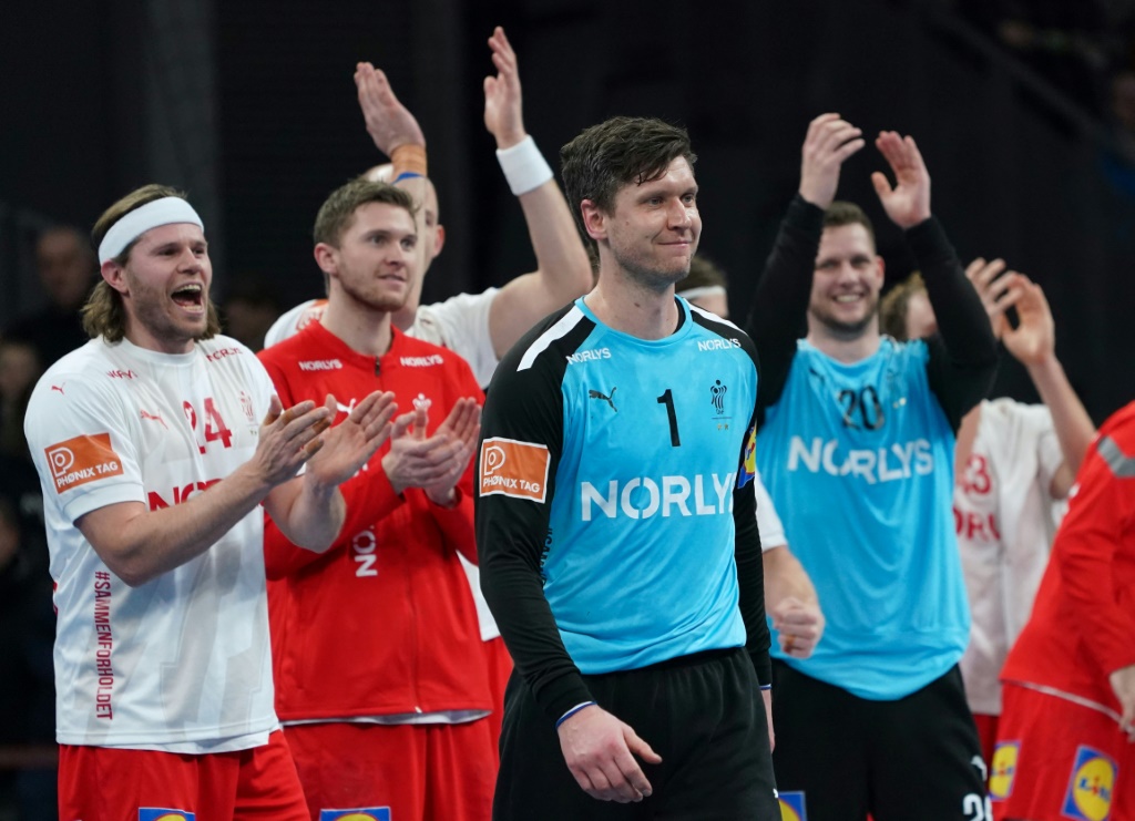 Les joueurs danois célèbrent leur qualification pour la finale du Mondial de handball