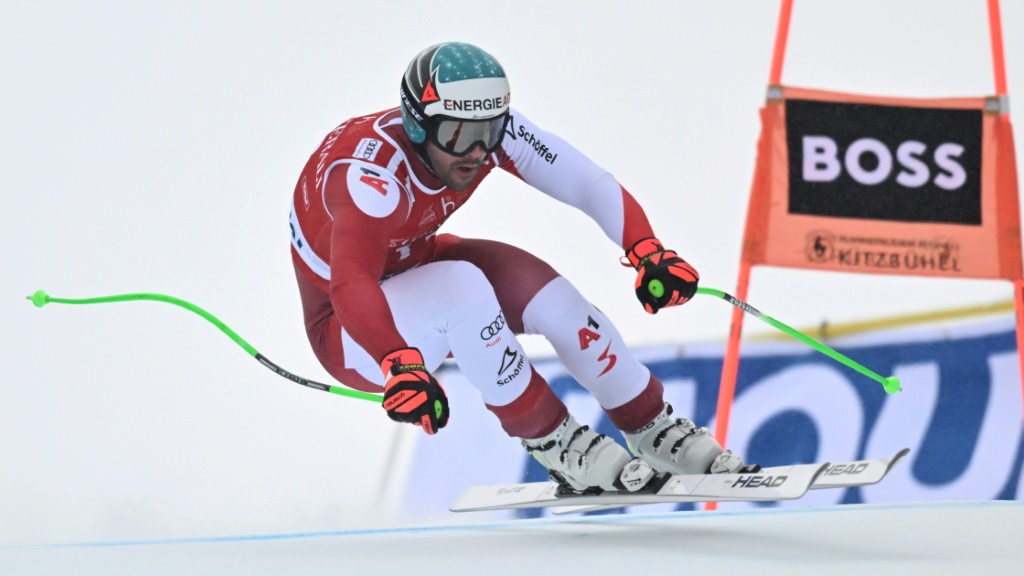 L'Autrichien Vincent Kriechmayr lors de la descente de ski de Kitzbühel (Autriche) qu'il a remporté vendredi 20 janvier 2023.