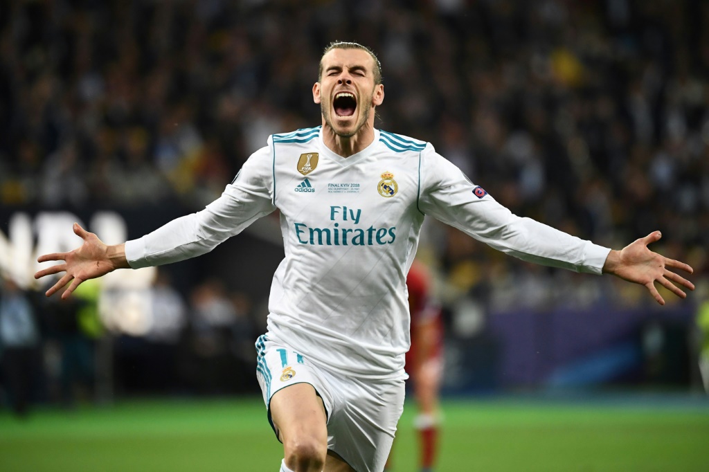 Gareth Bale buteur pour le Real Madrid en finale de la Ligue des champions, le 26 mai 2018  à Kiev