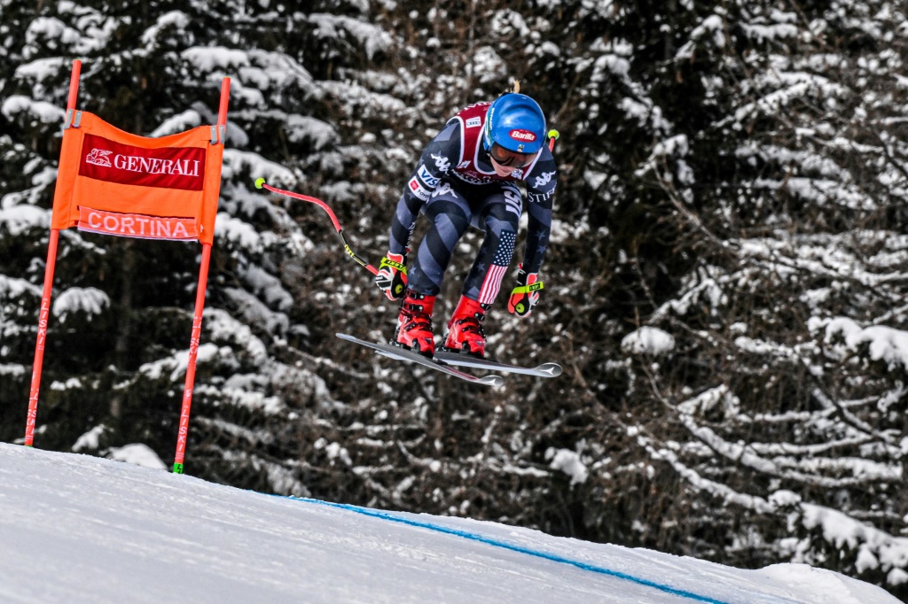 L'Américaine Mikaela Shiffrin dans le descente de Coupe du monde de Cortina d'Ampezzo le 20 janvier 2023 à Cortina d'Ampezzo