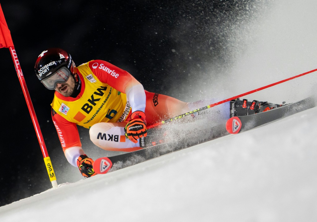 Le Suisse Loïc Meillard lors de la seconde manche du géant de Schladming, le 25 janvier 2023