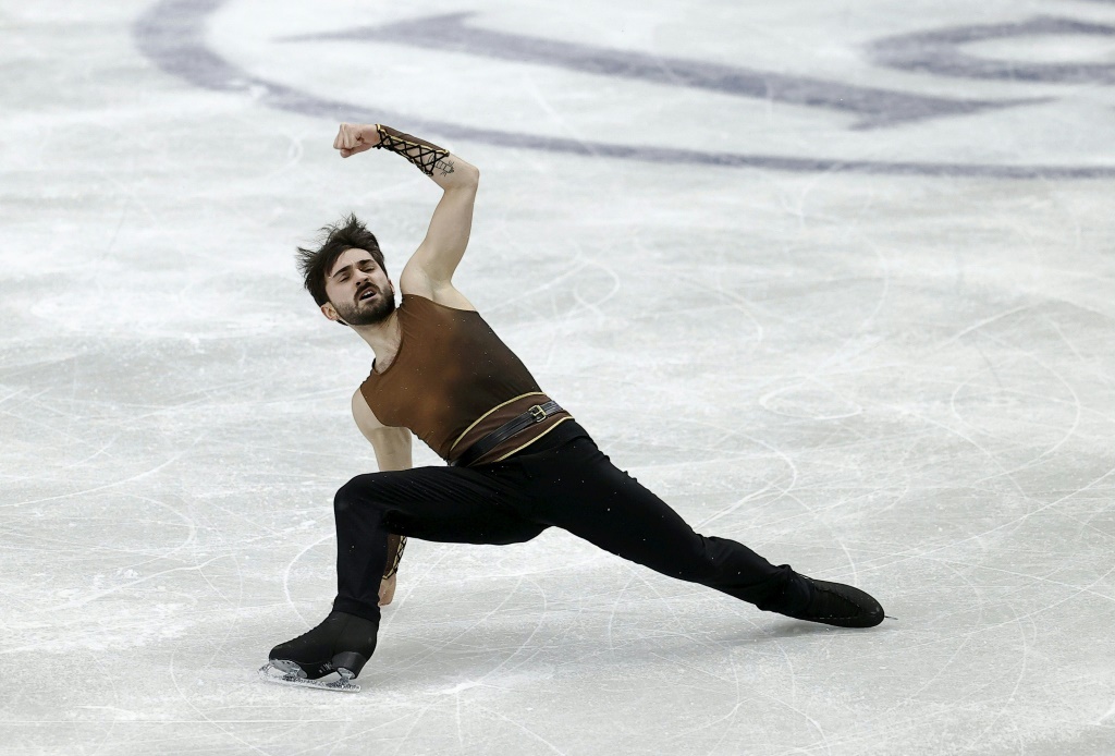 Le Français Kevin Aymoz lors du programme libre du champion d'Europe de patinage artistique, le 27 janvier 2023 à Espoo, en Finlande