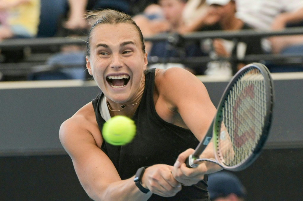 La Bélarusse Aryna Sabalenka en demi-finale du tournoi d'Adelaide contre la Roumaine Irina-Camelia Begu le 7 janvier 2023 à Adelaide