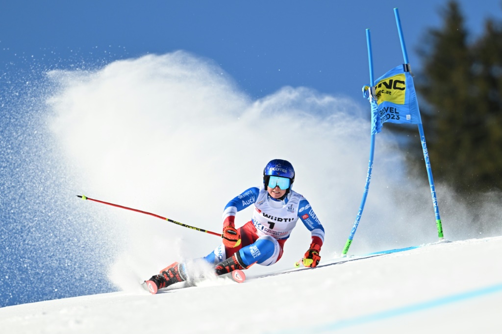 La Française Tessa Worley lors de la première manche du géant des Mondiaux de ski alpin