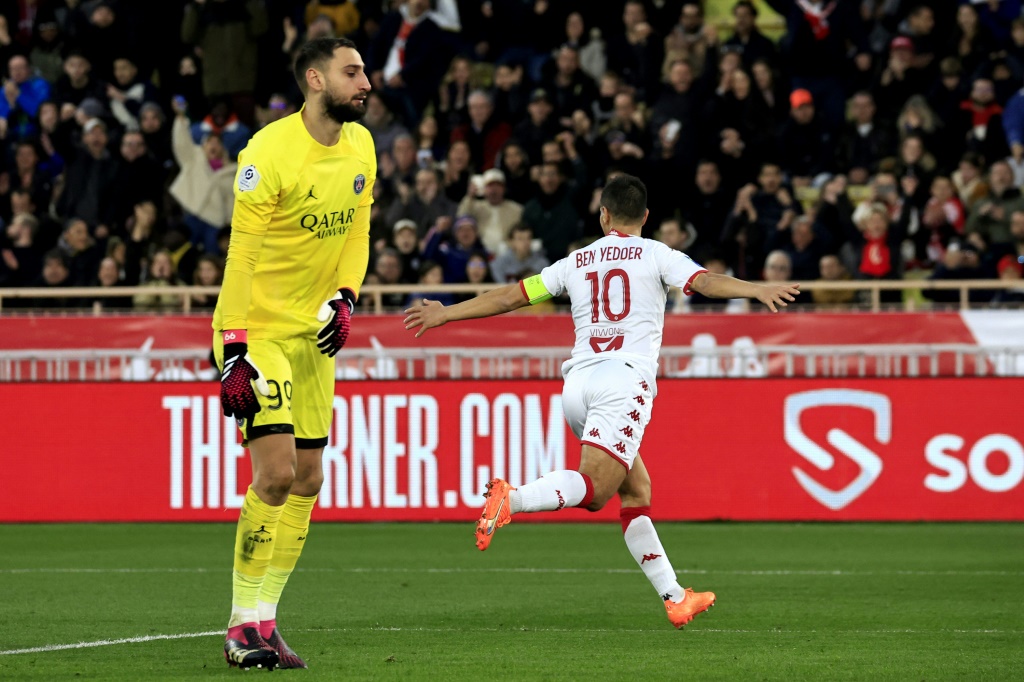 Le désarroi du gardien parisien Donnarumma, lors de la défaite en L1 du Paris Saint-Germain à Monaco, le 11 février 2023.
