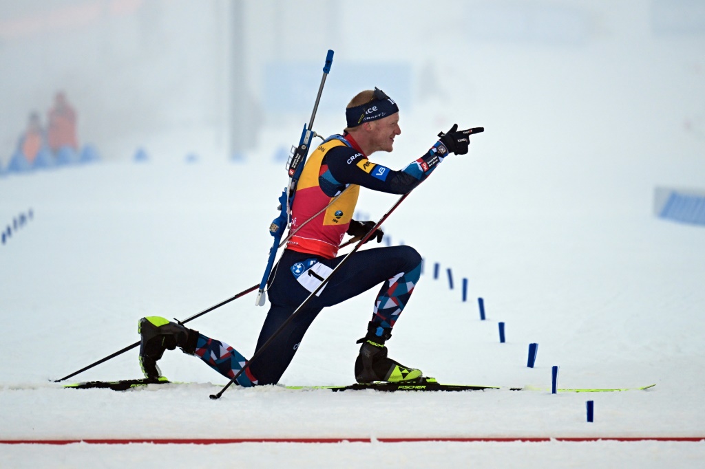 Le Norvégien Johannes Boe, sacré champion du monde de poursuite, le 12 février 2023 à Oberhof