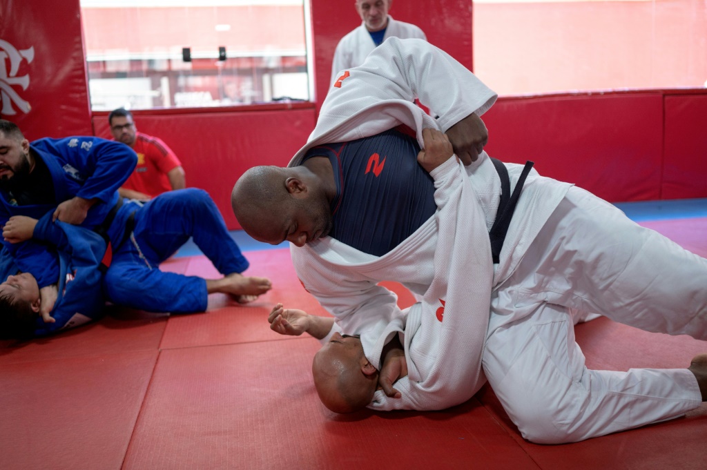 Le judoka français Teddy Riner lors d'un stage d'entraînement à Rio de Janeiro le 15 février 2023