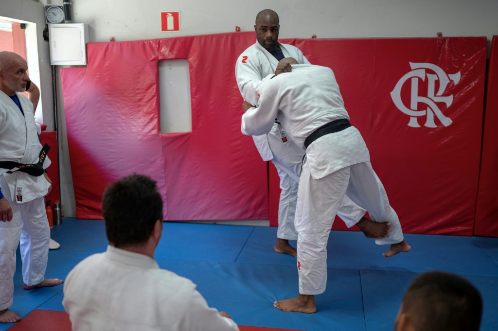 Le judoka français Teddy Riner à l'entraînement le 15 février 2023 à Rio de Janeiro