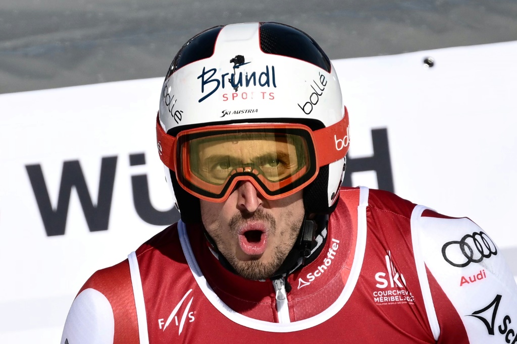L'Autrichien Stefan Brennsteiner, 4e du slalom géant des Mondiaux, après la seconde manche le 17 février 2023 à Courchevel