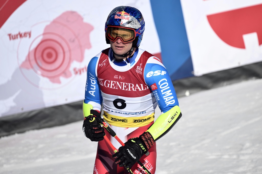 Le Français Alexis Pinturault, 7e du slalom géant des Mondiaux, après sa seconde manche le 17 février 2023 à Courchevel