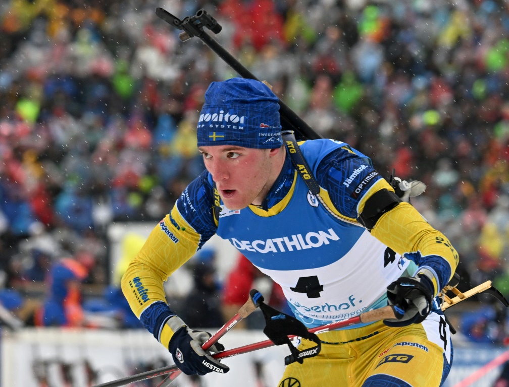 Le Suédois Sebastian Samuelsson à Oberhof, Allemagne, le 19 février 2023