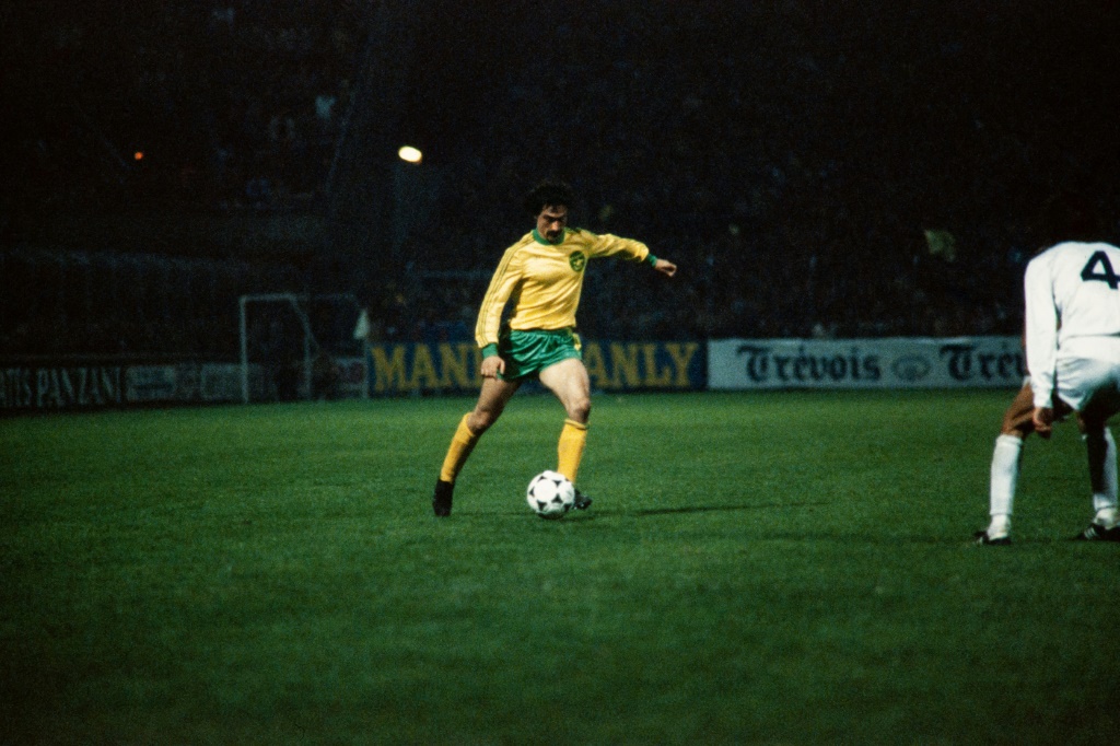 Bruno Baronchelli le 9 avril 1980 lors de la demi-finale aller de Coupe des Coupes face aux Espagnols de Valence