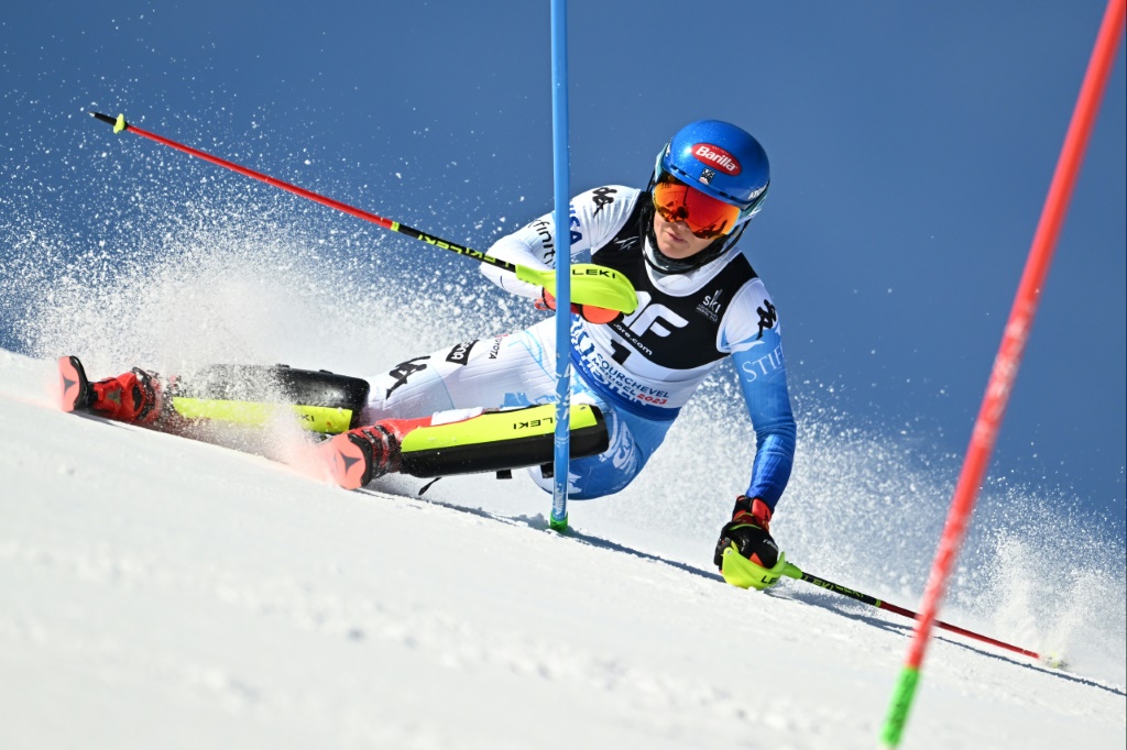 Mikaela Shiffrin lors du Slalom des Mondiaux de Méribel