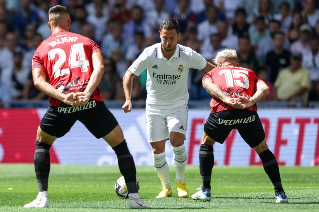 Le joueur belge du Real Madrid Eden Hazard (C) lors d'un match de Liga contre Majorque