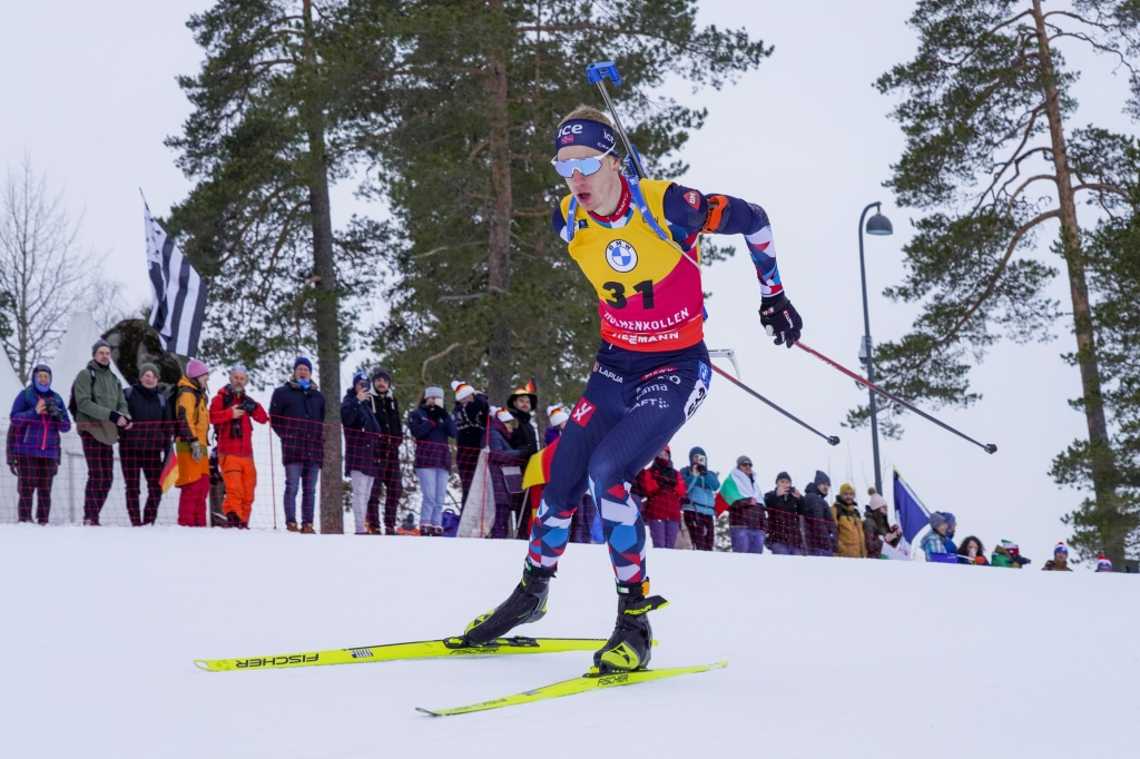 Le Norvégien Johannes Boe pendant le sprint d'Oslo