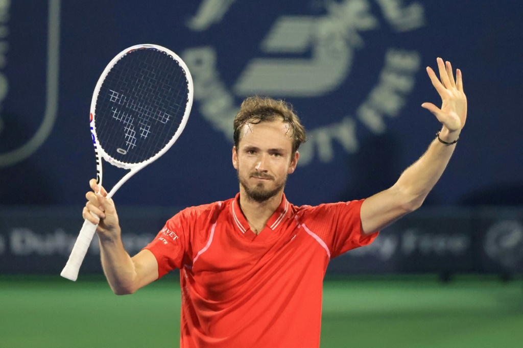 Le Russe Daniil Medvedev après sa victoire face à Novak Djokovic lors du tournoi ATP de Dubai le 3 mars 2023