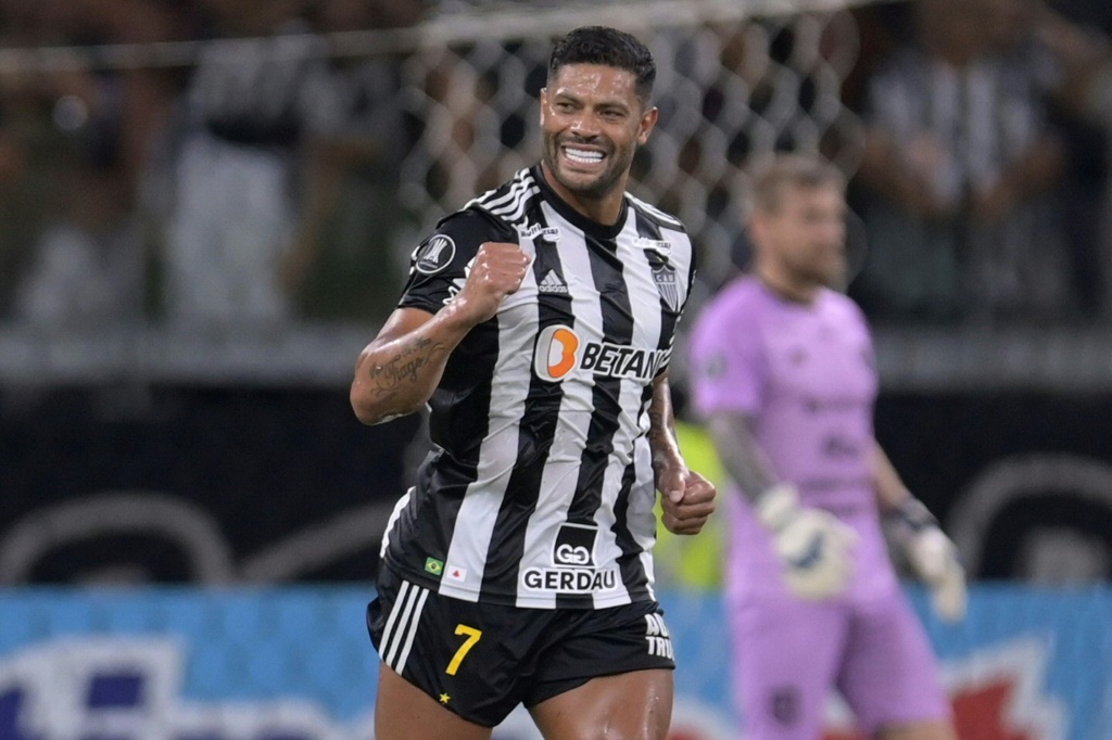 Hulk célèbre un but avec l'Atlético Mineiro lors d'un match de Copa Libertadores contre Carabobo, le 1er mars 2023, à Belo Horizonte