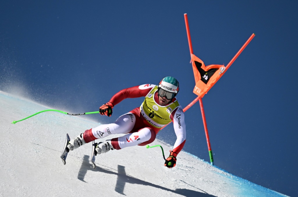 L'Autrichien Vincent Kriechmayr a remporté la descente homme des finales de la Coupe du monde de ski alpin le 15 mars 2023 à Soldeu (Andorre)