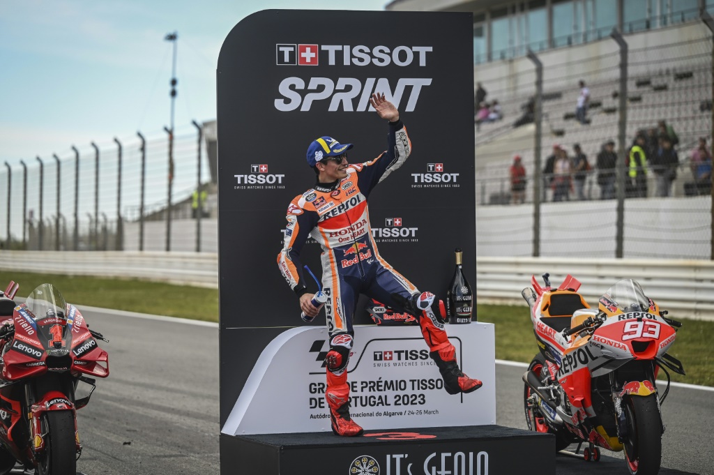 L'Espagnol Marc Marquez, troisième du sprint à la veille du GP MotoGP du Portugal, le 25 mars à Portimao