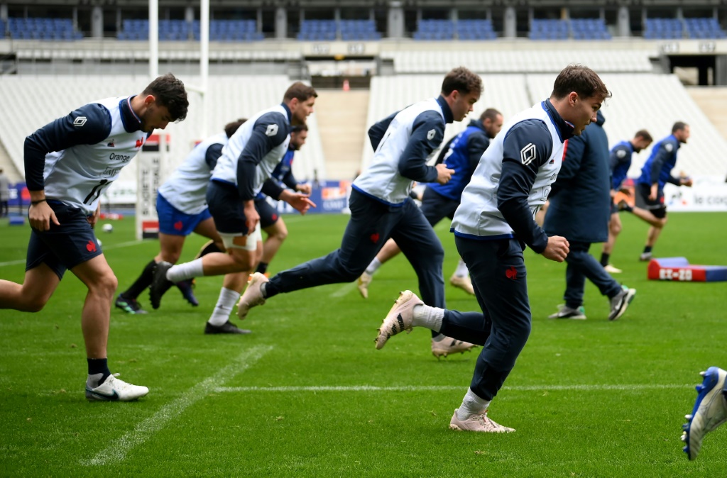 Le XV de France à l'entraînement, le 25 février 2023 au Stade de France