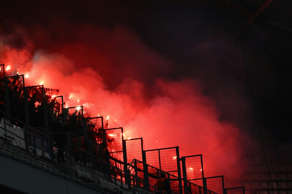 Les supporters du FC Bâle lors du déplacement de leur équipe à Marseille en Ligue Europa Conférence