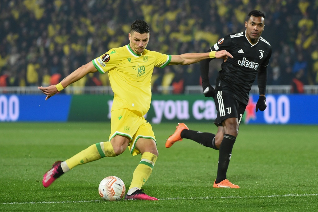 Le Brésilien Andrei Girotto avec Nantes lors du 16e de finale retour de Ligue Europa contre la Juventus