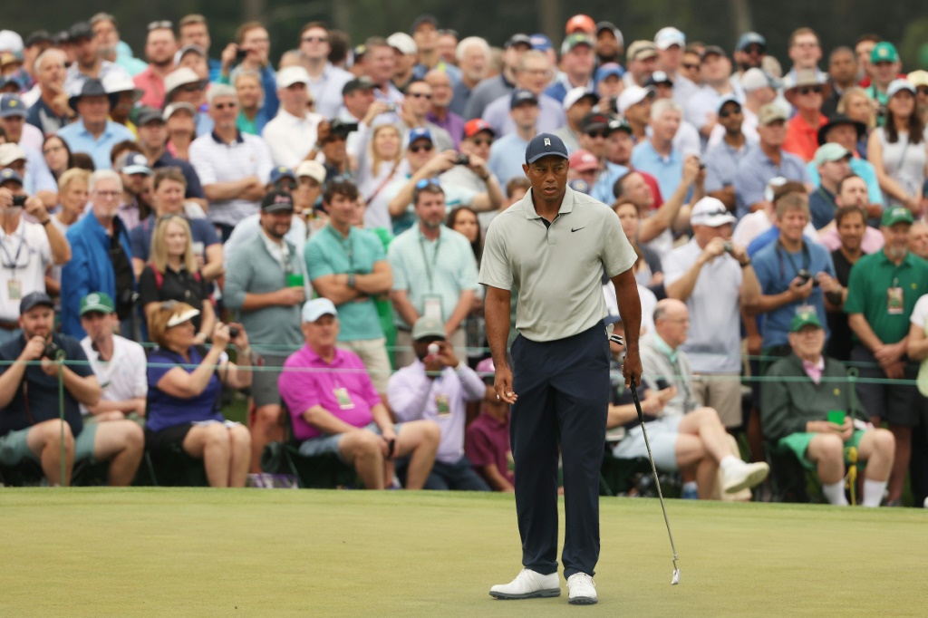 Le légendaire golfeur américain Tiger Woods à l'entraînement le 4 avril 2023, avant le début du Masters d'Augusta