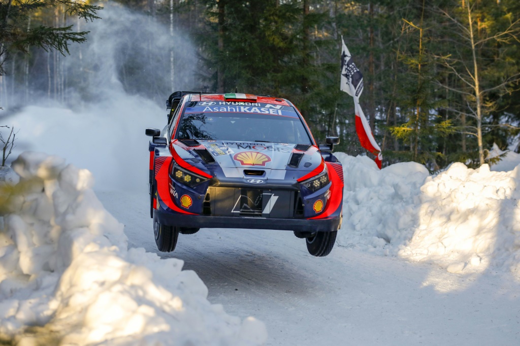La Hyundai de l'Irlandais Craig Breen lors du Rallye de Suède, le 10 février 2023