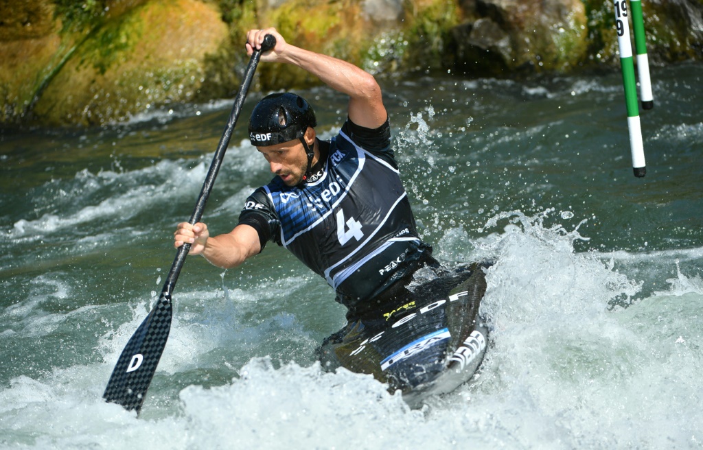 Denis Gargaud lors des Mondiaux de canoë-slalom à Pau